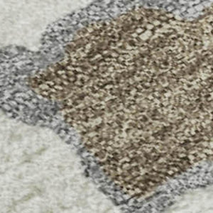 HomeRoots 8' X 10' Washable Abstract Area Rug in Ivory with Orange, Blue, Green Accents - UV Protected & Durable! 680733