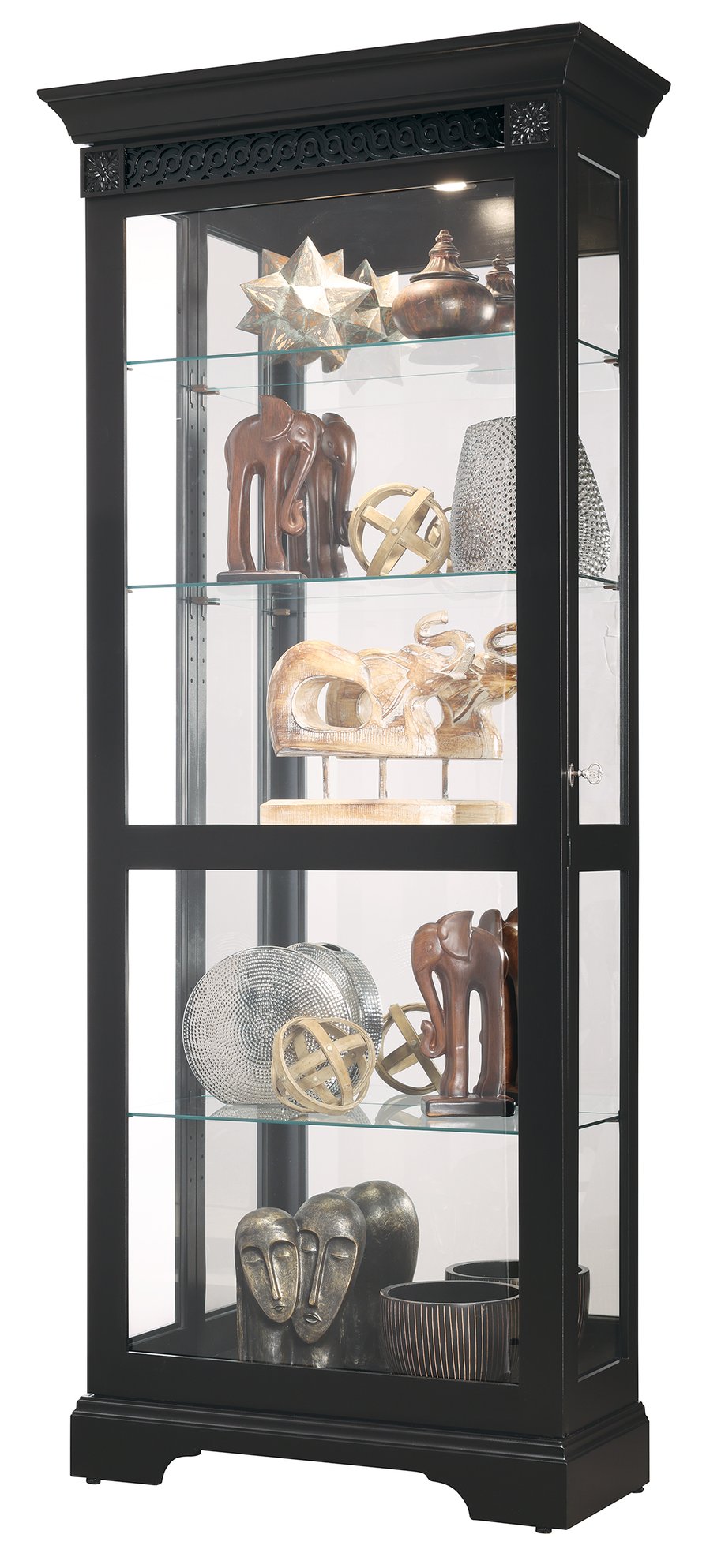 Hekman Furniture 680736 Brigid Ii Curio - Elegant Black Satin Finish Display Cabinet With Adjustable Shelves & Lighting Black Satin Brigid Ii Curio 680736