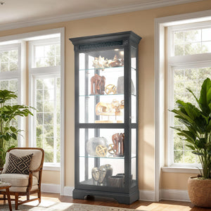 Hekman Furniture 680736 Brigid Ii Curio - Elegant Black Satin Finish Display Cabinet With Adjustable Shelves & Lighting Black Satin Brigid Ii Curio 680736