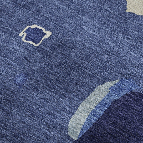 HomeRoots 5' X 8' Abstract Navy Blue Ivory Beige Area Rug - UV Protected, Washable, Durable & Stylish Solution 680737