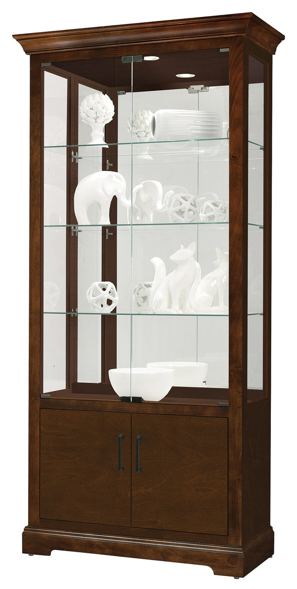 Hekman Furniture Breindel Curio Cabinet With Adjustable Glass Shelves, Antique Brass Handles & Led Lighting - Usa Made Cherry Bordeaux Breindel Curio 680745-hekman