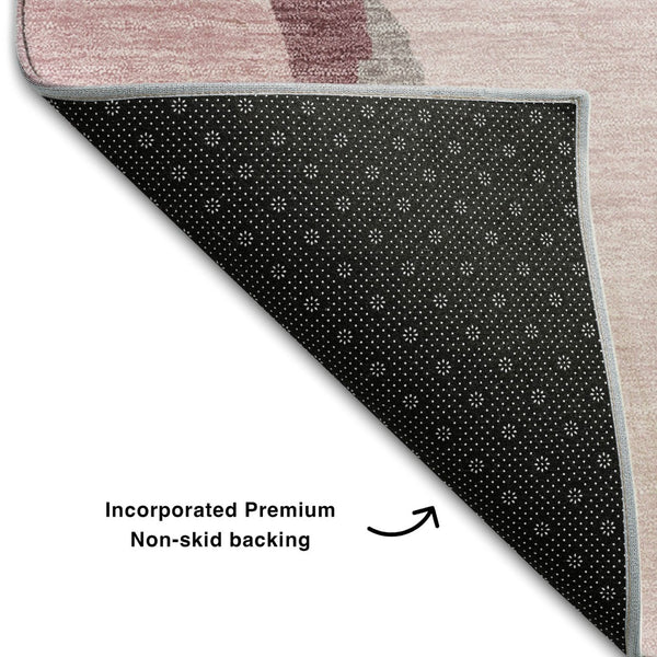 HomeRoots 9' X 12' Stylish Pink Sky Blue Ivory Abstract Washable Area Rug with UV Protection for Every Home 680746