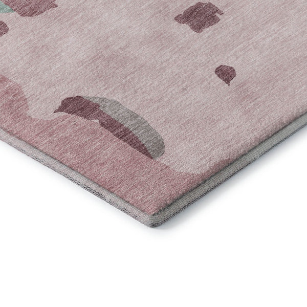 HomeRoots 9' X 12' Stylish Pink Sky Blue Ivory Abstract Washable Area Rug with UV Protection for Every Home 680746