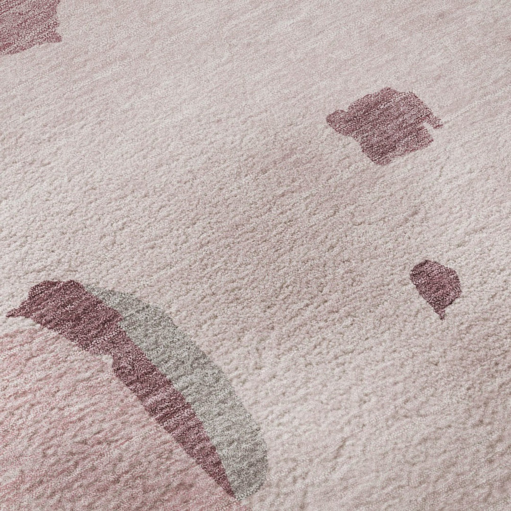 HomeRoots 9' X 12' Stylish Pink Sky Blue Ivory Abstract Washable Area Rug with UV Protection for Every Home 680746