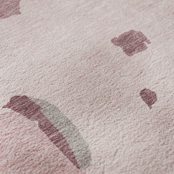 HomeRoots 9' X 12' Stylish Pink Sky Blue Ivory Abstract Washable Area Rug with UV Protection for Every Home 680746