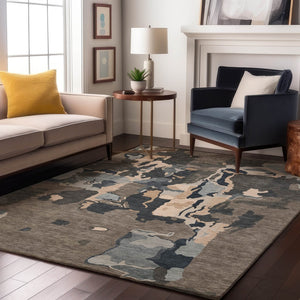 HomeRoots 5' X 8' Stylish Taupe Beige Cream Abstract Area Rug – Washable, UV Protected, Stain Resistant Design 680749