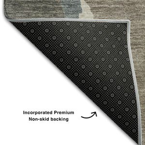 HomeRoots 5' X 8' Stylish Taupe Beige Cream Abstract Area Rug – Washable, UV Protected, Stain Resistant Design 680749