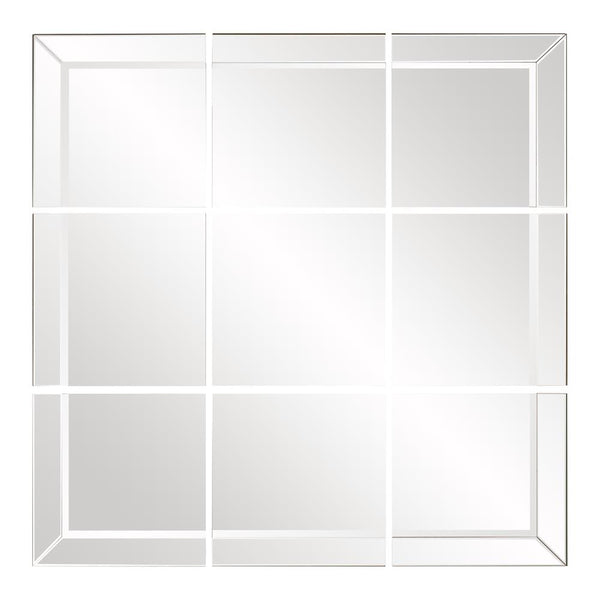 Howard Elliott Grid Mirror - Unique Modular Design With 9 Beveled Mirrors Perfect For Any Room's Elegant Decor Silver Wood 68075-howard-elliott