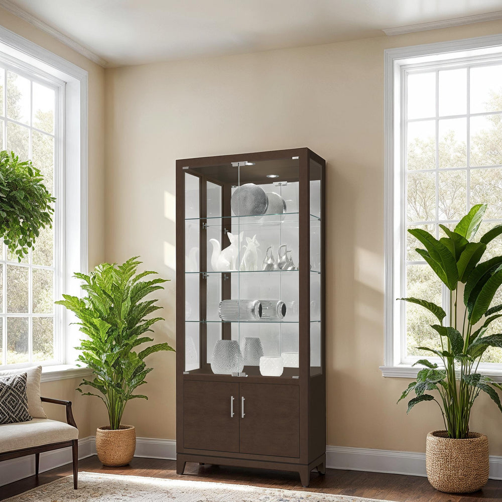 Hekman Furniture 680750 Larson Curio Cabinet With Glass Doors, Adjustable Shelves, And Elegant Espresso Finish Espresso Larson Curio 680750