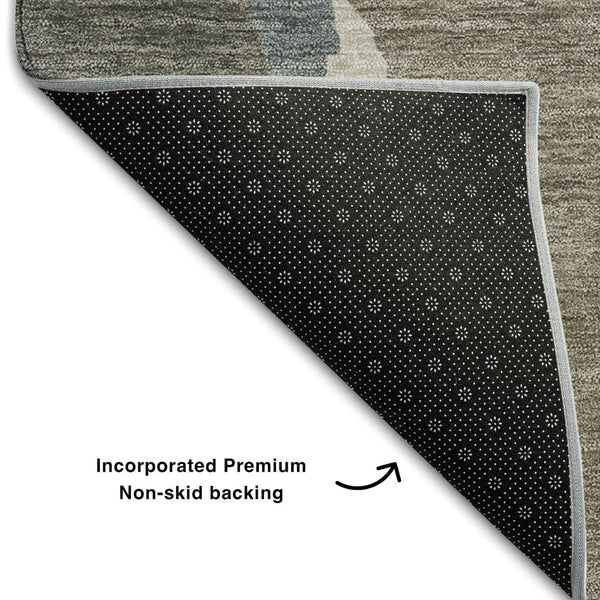 HomeRoots 8' X 10' Abstract Taupe Beige & Cream Washable Area Rug with UV Protection for Modern Spaces 680751