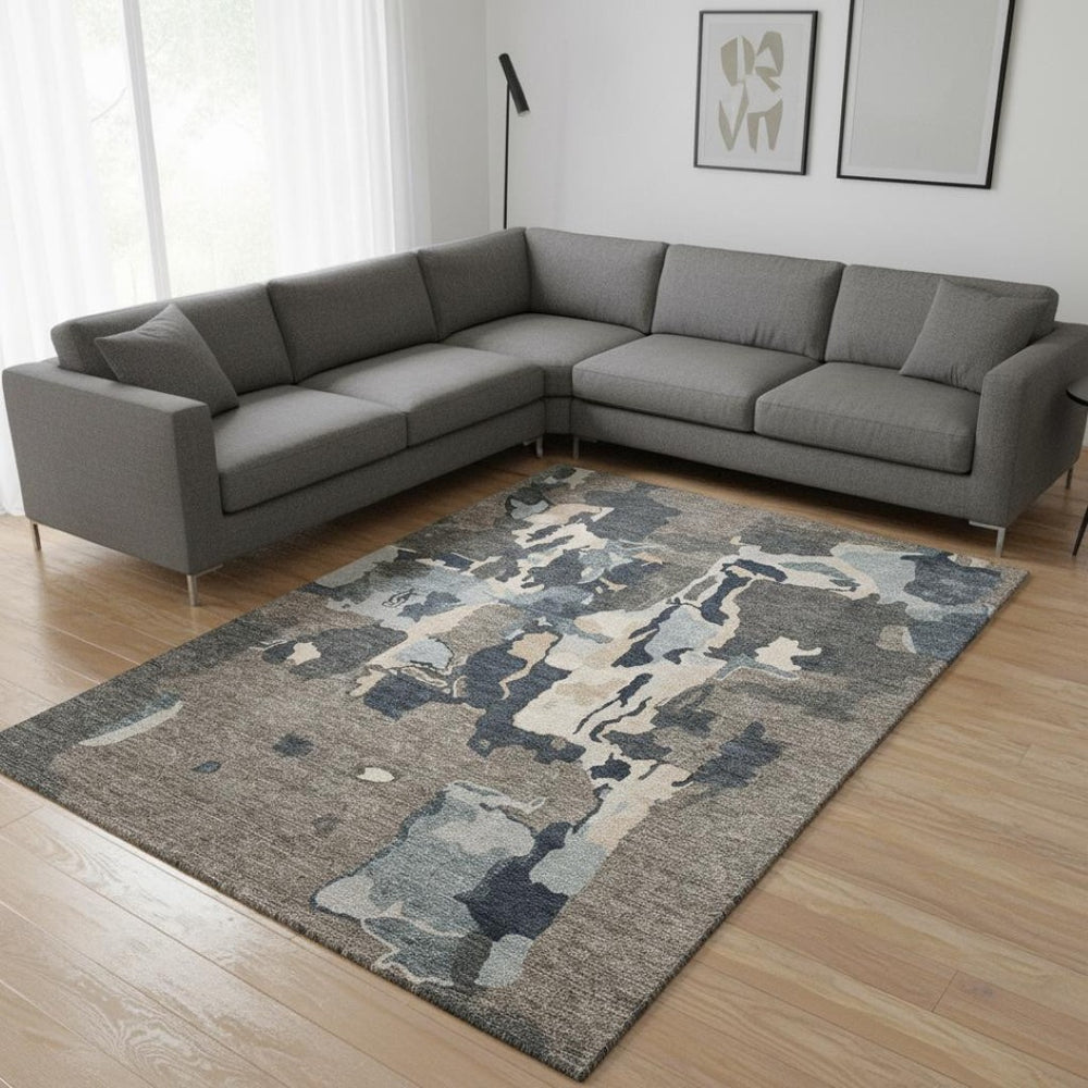 HomeRoots 9' X 12' Taupe Beige & Cream Abstract Area Rug – Washable, Stain-Resistant, UV Protected Elegance 680752