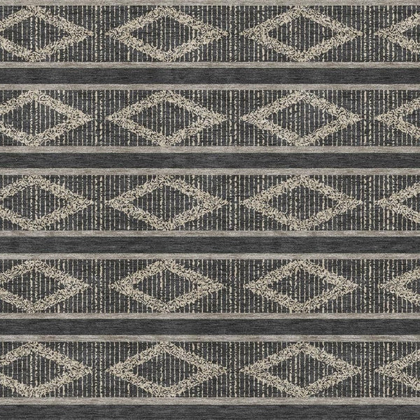 HomeRoots 8' X 10' Washable Black and Taupe Geometric Area Rug with UV Protection for Modern Homes & Spaces 680757