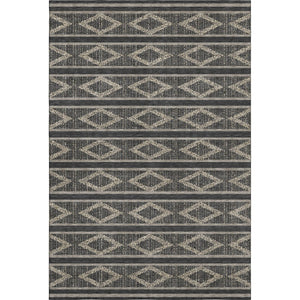 HomeRoots 10' X 14' Washable Black and Taupe Geometric Area Rug with UV Protection for Modern Spaces 680759