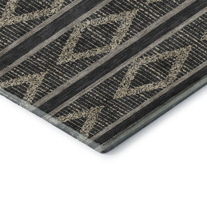 HomeRoots 10' X 14' Washable Black and Taupe Geometric Area Rug with UV Protection for Modern Spaces 680759