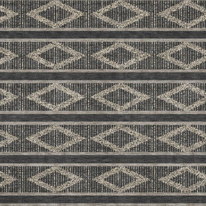HomeRoots 10' X 14' Washable Black and Taupe Geometric Area Rug with UV Protection for Modern Spaces 680759