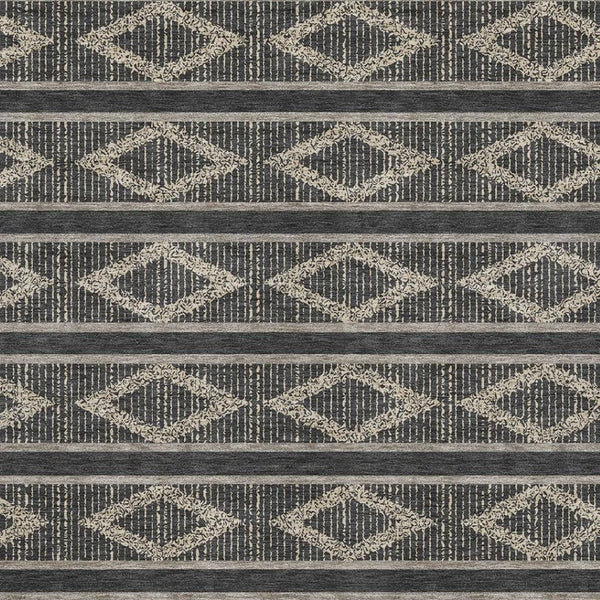 HomeRoots 10' X 14' Washable Black and Taupe Geometric Area Rug with UV Protection for Modern Spaces 680759