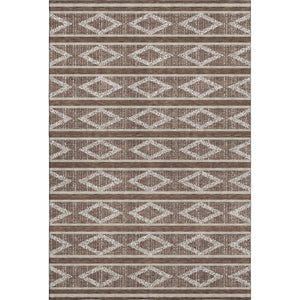 HomeRoots 8' X 10' Brown & Beige Geometric Washable Area Rug – Durable, Stain-Resistant, UV Protected Style! 680763