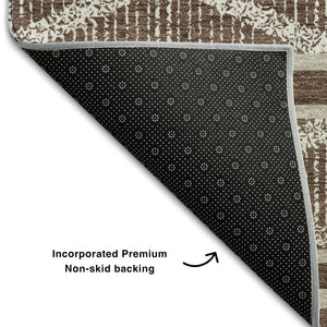 HomeRoots 8' X 10' Brown & Beige Geometric Washable Area Rug – Durable, Stain-Resistant, UV Protected Style! 680763