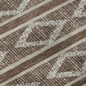 HomeRoots 8' X 10' Brown & Beige Geometric Washable Area Rug – Durable, Stain-Resistant, UV Protected Style! 680763