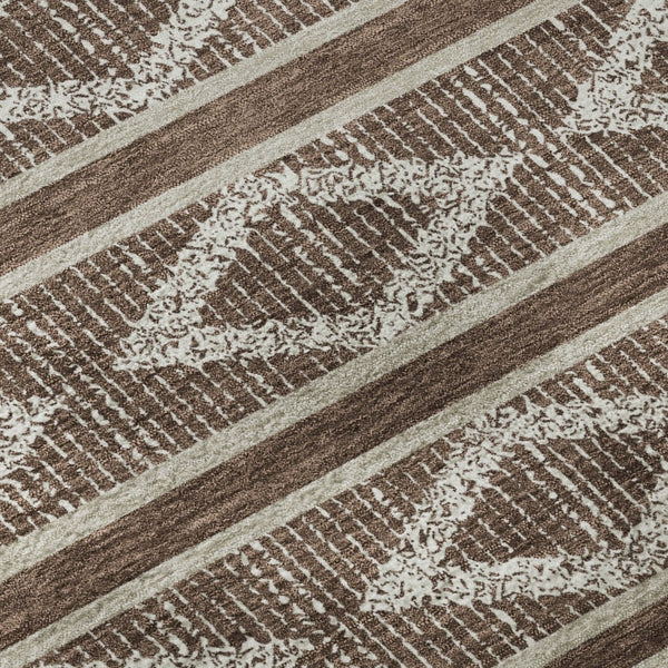 HomeRoots 8' X 10' Brown & Beige Geometric Washable Area Rug – Durable, Stain-Resistant, UV Protected Style! 680763