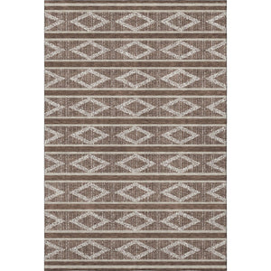 HomeRoots 8' X 10' Brown & Beige Geometric Washable Area Rug – Durable, Stain-Resistant, UV Protected Style! 680763
