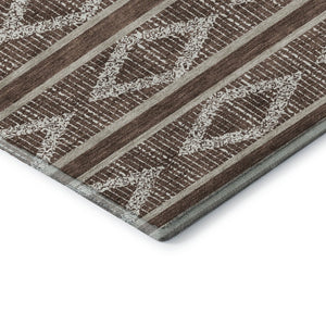 HomeRoots 9' X 12' Brown and Beige Geometric Area Rug – Washable, UV-Protected, Perfect for High-Traffic Spaces 680764