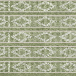 HomeRoots 5' X 8' Green and Beige Geometric Area Rug - Stylish, Washable, UV-Protected for Busy Homes 680767