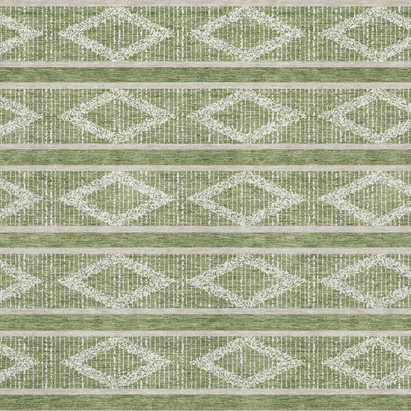 HomeRoots 5' X 8' Green and Beige Geometric Area Rug - Stylish, Washable, UV-Protected for Busy Homes 680767