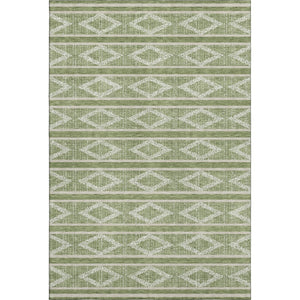HomeRoots 8' X 10' Modern Green & Beige Geometric Area Rug - Washable, UV Protected, Durable Design for Families 680769