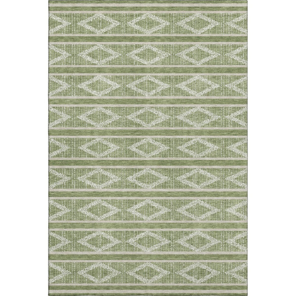 HomeRoots 8' X 10' Modern Green & Beige Geometric Area Rug - Washable, UV Protected, Durable Design for Families 680769
