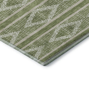 HomeRoots 8' X 10' Modern Green & Beige Geometric Area Rug - Washable, UV Protected, Durable Design for Families 680769