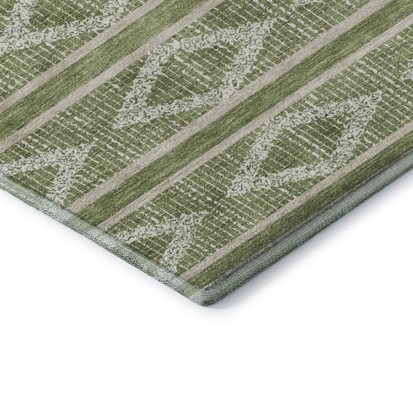 HomeRoots 8' X 10' Modern Green & Beige Geometric Area Rug - Washable, UV Protected, Durable Design for Families 680769