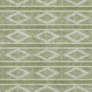 HomeRoots 8' X 10' Modern Green & Beige Geometric Area Rug - Washable, UV Protected, Durable Design for Families 680769
