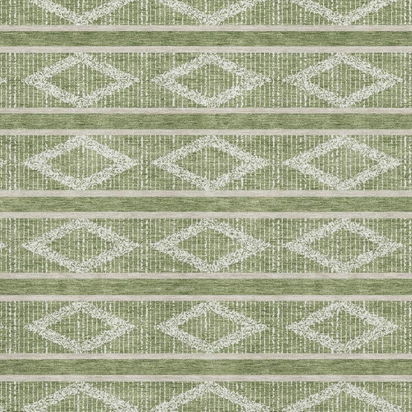 HomeRoots 8' X 10' Modern Green & Beige Geometric Area Rug - Washable, UV Protected, Durable Design for Families 680769
