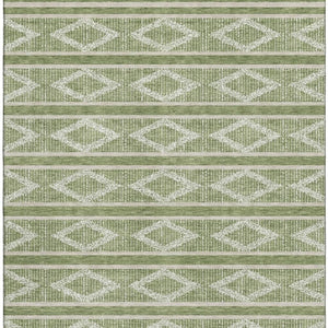 HomeRoots 8' X 10' Modern Green & Beige Geometric Area Rug - Washable, UV Protected, Durable Design for Families 680769
