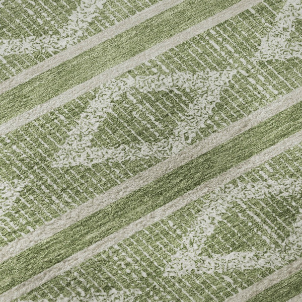 HomeRoots 9' Geometric Area Rug in Green & Beige – Washable, UV Protected, Durable for Busy Homes with Kids & Pets 680770