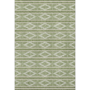 HomeRoots 9' Geometric Area Rug in Green & Beige – Washable, UV Protected, Durable for Busy Homes with Kids & Pets 680770