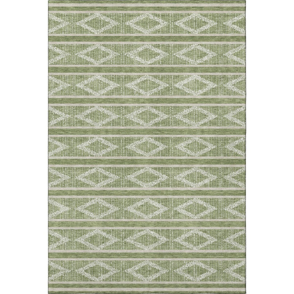 HomeRoots 9' Geometric Area Rug in Green & Beige – Washable, UV Protected, Durable for Busy Homes with Kids & Pets 680770