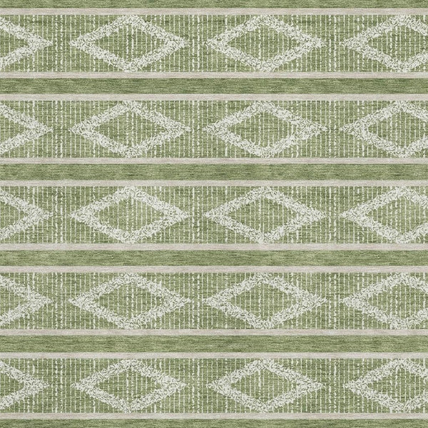 HomeRoots 10' X 14' Stylish Green & Beige Geometric Washable Area Rug with UV Protection for Every Space 680771