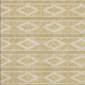 HomeRoots 5' X 8' Gold and Beige Geometric Area Rug – Stylish, Washable, UV-Protected, Ideal for Families & Pets 680773