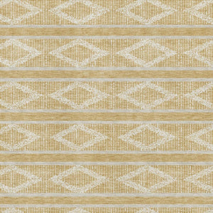 HomeRoots 8' X 10' Gold and Beige Geometric Area Rug – Washable, UV Protected, Durable for High-Traffic Spaces 680775