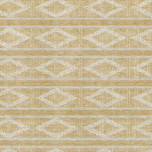 HomeRoots 8' X 10' Gold and Beige Geometric Area Rug – Washable, UV Protected, Durable for High-Traffic Spaces 680775