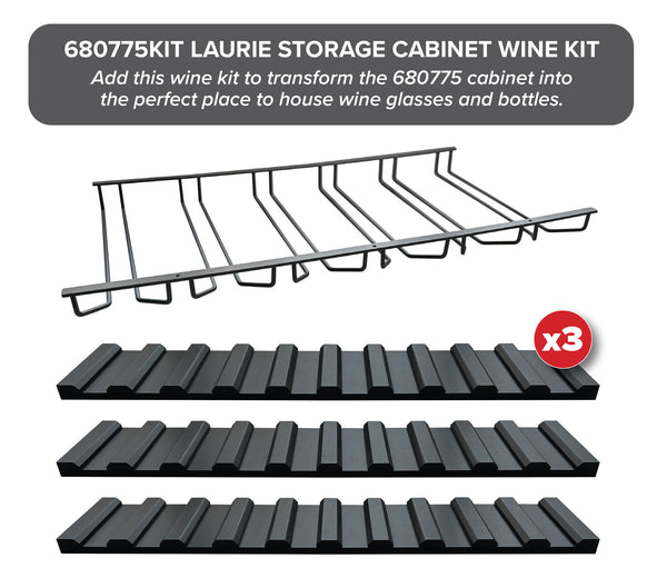 Hekman Furniture 680775 Wine Storage Kit With Hanging Glass Rack And Bottle Supports For Stylish Home Organization Aged Black Laurie Storage Cabinet Wine Kit 680775kit