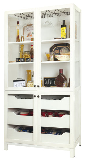 Hekman Furniture 680776 Laurie Ii Storage Cabinet - Elegant Aged White Finish With Glass Doors & Wine Storage Solution Aged White Laurie Ii Storage Cabinet 680776