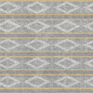 HomeRoots 5' X 8' Gray Ivory Gold Geometric Washable Area Rug - Durable, Stylish & UV-Protected for Any Room 680779