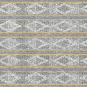 HomeRoots 10' X 14' Stylish Gray, Ivory & Gold Geometric Area Rug – Washable, UV-Protected & Stain Resistant! 680783