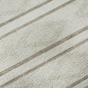 HomeRoots 5' X 8' Ivory & Taupe Geometric Washable Area Rug with UV Protection for Stylish Family Living 680785