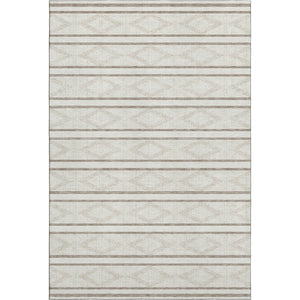 HomeRoots 9' X 12' Ivory and Taupe Geometric Area Rug - Washable, UV Protected, Stain Resistant for Everyday Use 680788