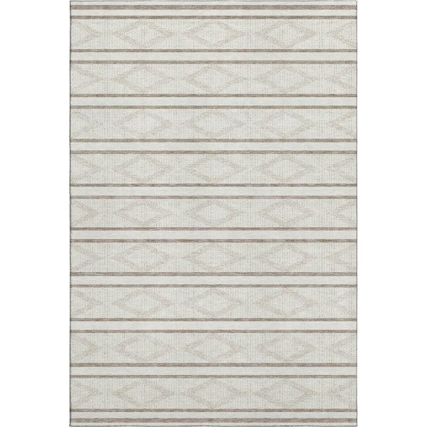 HomeRoots 9' X 12' Ivory and Taupe Geometric Area Rug - Washable, UV Protected, Stain Resistant for Everyday Use 680788