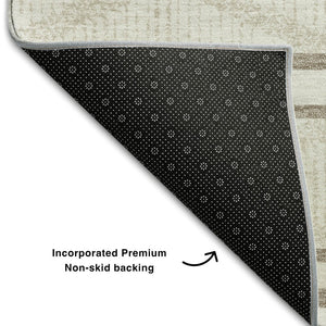 HomeRoots 9' X 12' Ivory and Taupe Geometric Area Rug - Washable, UV Protected, Stain Resistant for Everyday Use 680788